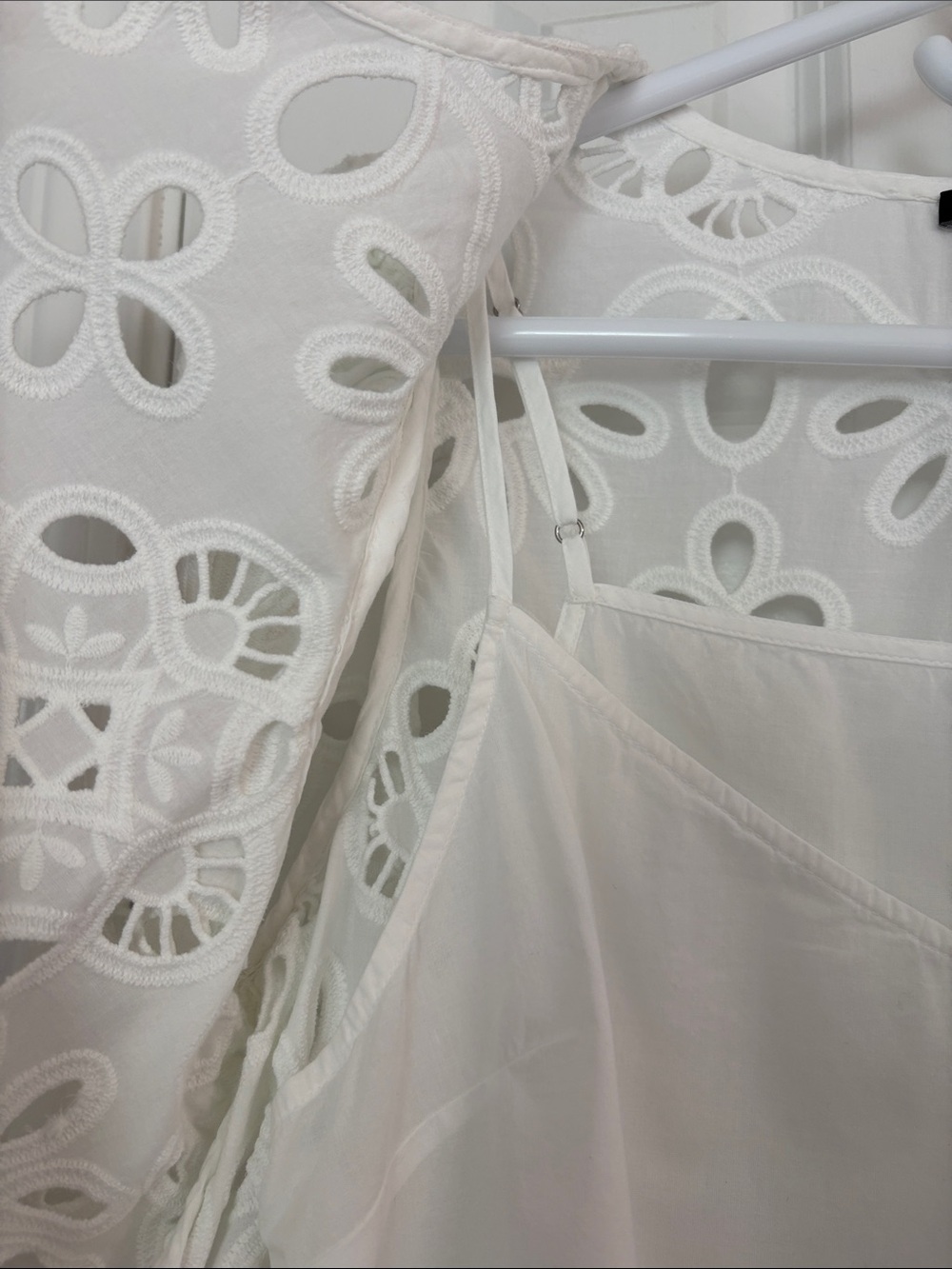 Ann Taylor 100% Cotton White Eyelet Tie-Front Top with Cami - Picture 6 of 9
